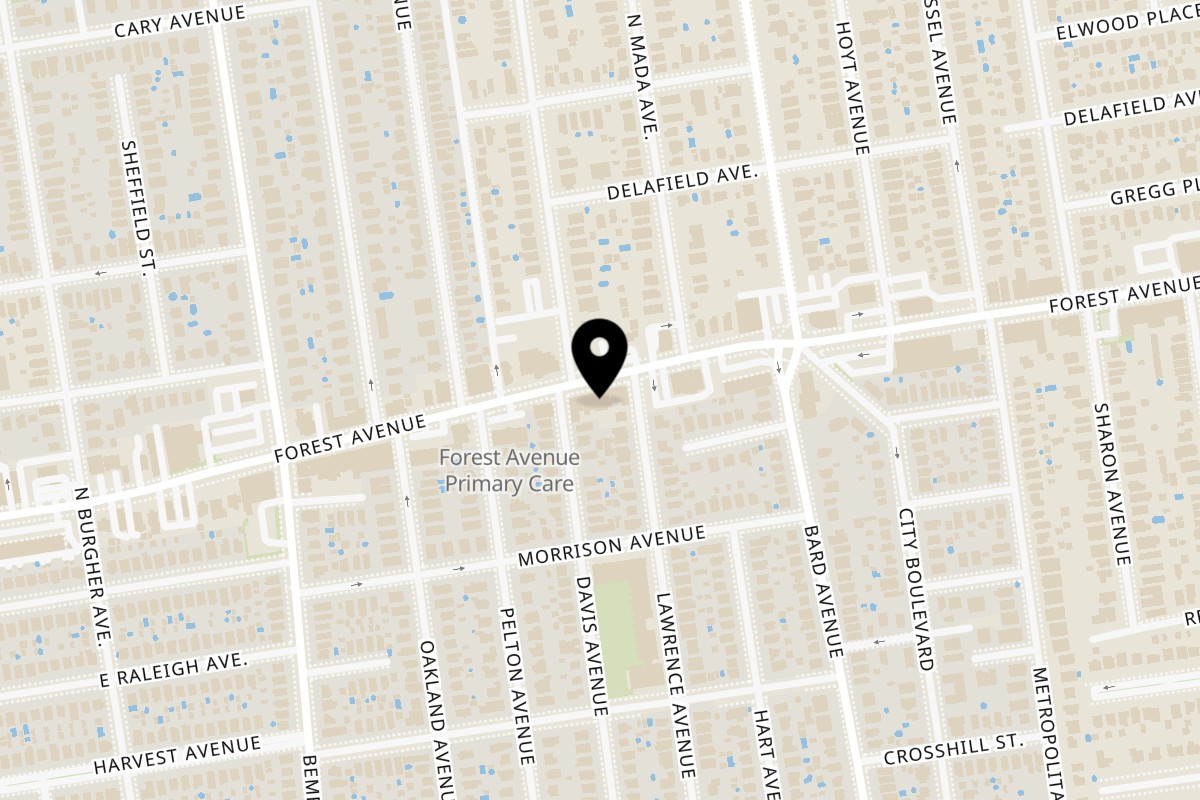 Map showing the location of 3 Guys Sushi on 530 Forest Ave in Staten Island